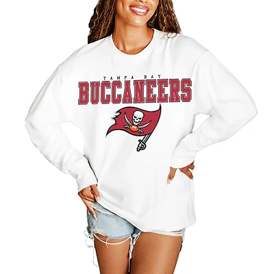 Women's Gameday Couture  White Tampa Bay Buccaneers Big Goals Oversized Long Sleeve T-Shirt
