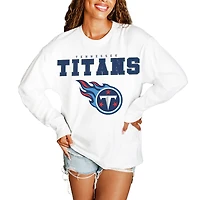 Women's Gameday Couture  White Tennessee Titans Big Goals Oversized Long Sleeve T-Shirt