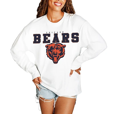 Women's Gameday Couture  White Chicago Bears Big Goals Oversized Long Sleeve T-Shirt