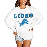 Women's Gameday Couture  White Detroit Lions Big Goals Oversized Long Sleeve T-Shirt