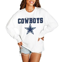 Women's Gameday Couture  White Dallas Cowboys Big Goals Oversized Long Sleeve T-Shirt