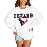 Women's Gameday Couture  White Houston Texans Big Goals Oversized Long Sleeve T-Shirt