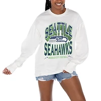 Women's Gameday Couture  White Seattle Seahawks Time Out Oversized Long Sleeve T-Shirt