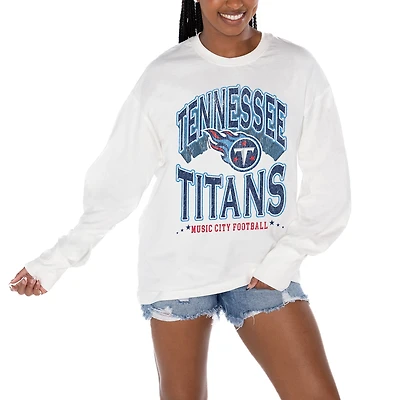 Women's Gameday Couture  White Tennessee Titans Time Out Oversized Long Sleeve T-Shirt