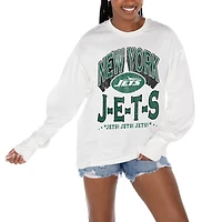 Women's Gameday Couture  White New York Jets Time Out Oversized Long Sleeve T-Shirt