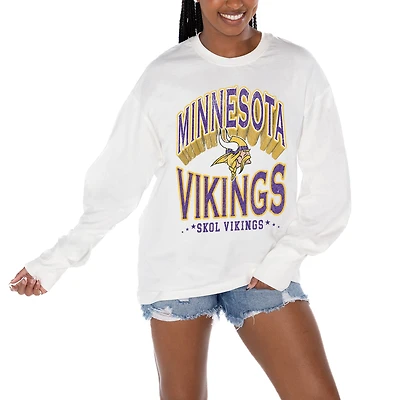 Women's Gameday Couture  White Minnesota Vikings Time Out Oversized Long Sleeve T-Shirt