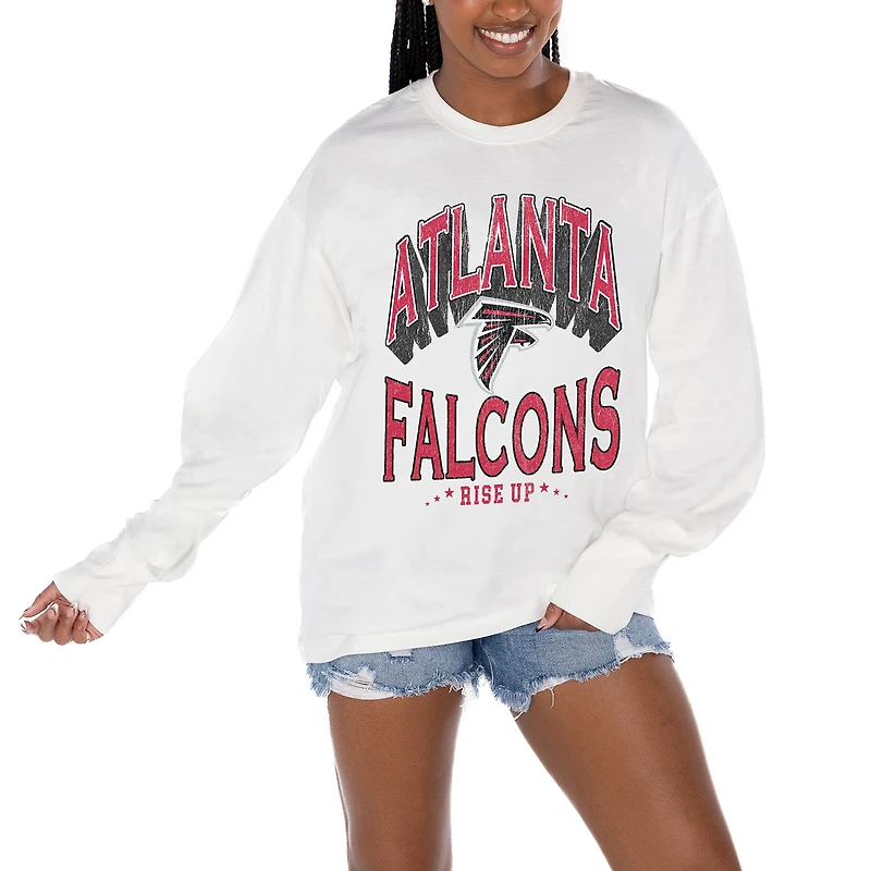 Women's Gameday Couture  White Atlanta Falcons Time Out Oversized Long Sleeve T-Shirt