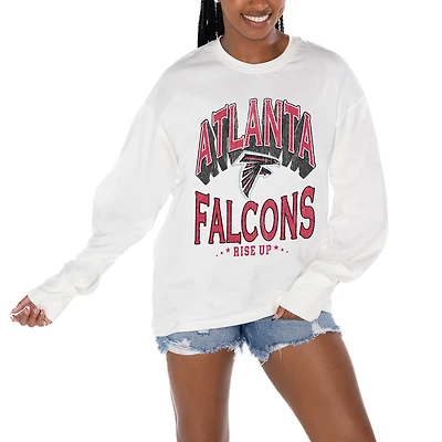 Women's Gameday Couture  White Atlanta Falcons Time Out Oversized Long Sleeve T-Shirt