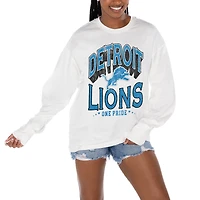 Women's Gameday Couture  White Detroit Lions Time Out Oversized Long Sleeve T-Shirt