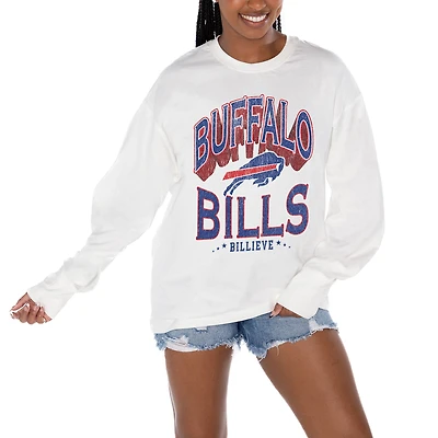 Women's Gameday Couture  White Buffalo Bills Time Out Oversized Long Sleeve T-Shirt