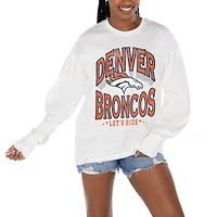 Women's Gameday Couture  White Denver Broncos Time Out Oversized Long Sleeve T-Shirt