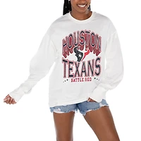 Women's Gameday Couture  White Houston Texans Time Out Oversized Long Sleeve T-Shirt