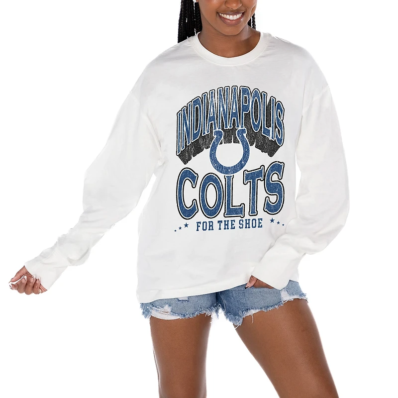 Women's Gameday Couture  White Indianapolis Colts Time Out Oversized Long Sleeve T-Shirt