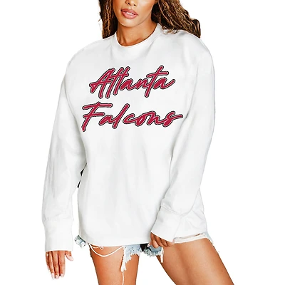 Women's Gameday Couture  White Atlanta Falcons Classic Comeback Oversized Long Sleeve T-Shirt