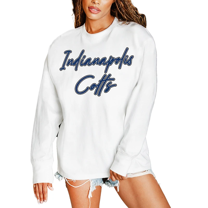 Women's Gameday Couture  White Indianapolis Colts Classic Comeback Oversized Long Sleeve T-Shirt