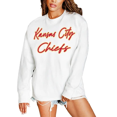 Women's Gameday Couture White Kansas City Chiefs Classic Comeback Oversized Long Sleeve T-Shirt