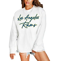 Women's Gameday Couture  White Los Angeles Rams Classic Comeback Oversized Long Sleeve T-Shirt