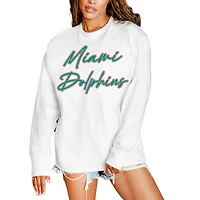 Women's Gameday Couture  White Miami Dolphins Classic Comeback Oversized Long Sleeve T-Shirt