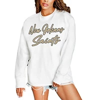 Women's Gameday Couture  White New Orleans Saints Classic Comeback Oversized Long Sleeve T-Shirt