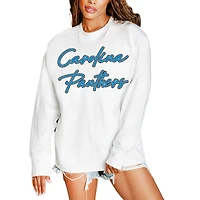 Women's Gameday Couture  White Carolina Panthers Classic Comeback Oversized Long Sleeve T-Shirt