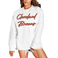 Women's Gameday Couture  White Cleveland Browns Classic Comeback Oversized Long Sleeve T-Shirt