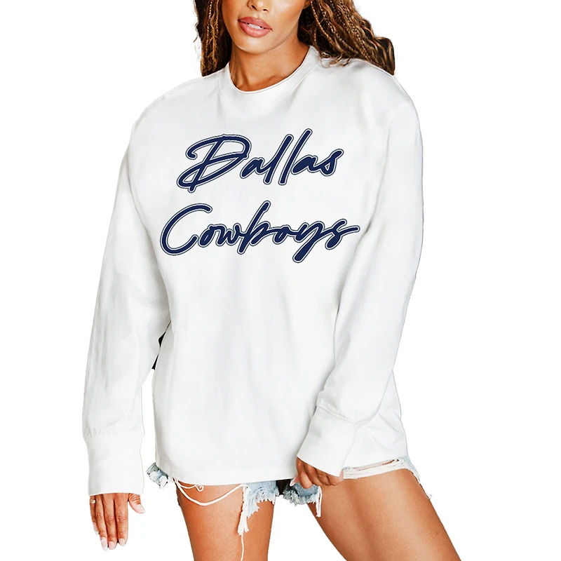 Women's Gameday Couture White Dallas Cowboys Classic Comeback Oversized Long Sleeve T-Shirt