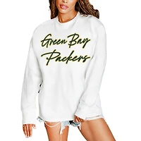 Women's Gameday Couture  White Green Bay Packers Classic Comeback Oversized Long Sleeve T-Shirt