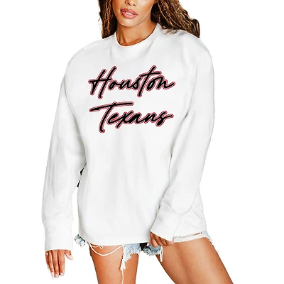 Women's Gameday Couture  White Houston Texans Classic Comeback Oversized Long Sleeve T-Shirt