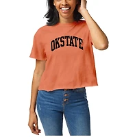 Women's League Collegiate Wear  Orange Oklahoma State Cowboys Clothesline Cotton Cropped T-Shirt