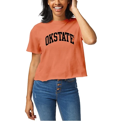 Women's League Collegiate Wear  Orange Oklahoma State Cowboys Clothesline Cotton Cropped T-Shirt
