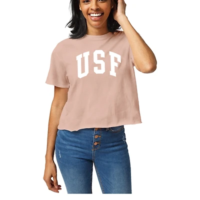Women's League Collegiate Wear  Light Pink South Florida Bulls Clothesline Cotton Cropped T-Shirt