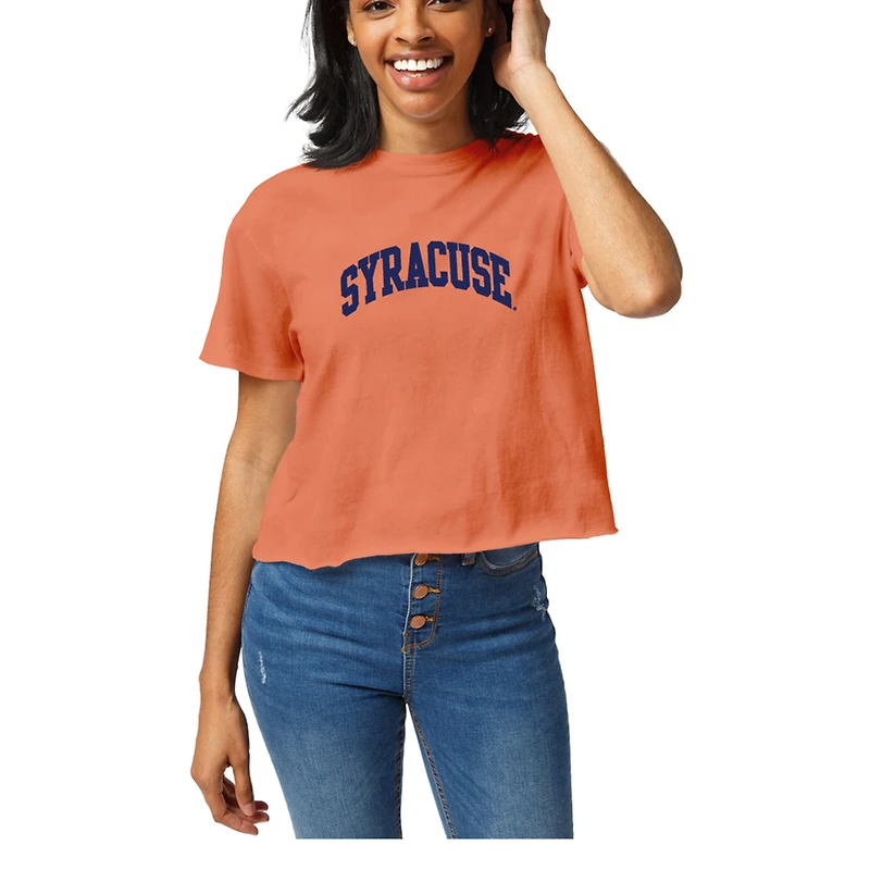 Women's League Collegiate Wear  Orange Syracuse Clothesline Cotton Cropped T-Shirt