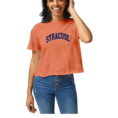 Women's League Collegiate Wear  Orange Syracuse Clothesline Cotton Cropped T-Shirt