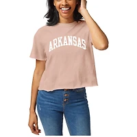 Women's League Collegiate Wear  Light Pink Arkansas Razorbacks Clothesline Cotton Cropped T-Shirt