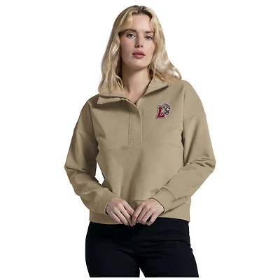 Women's League Collegiate Wear Tan Lafayette College Leopards Half-Zip Sweatshirt
