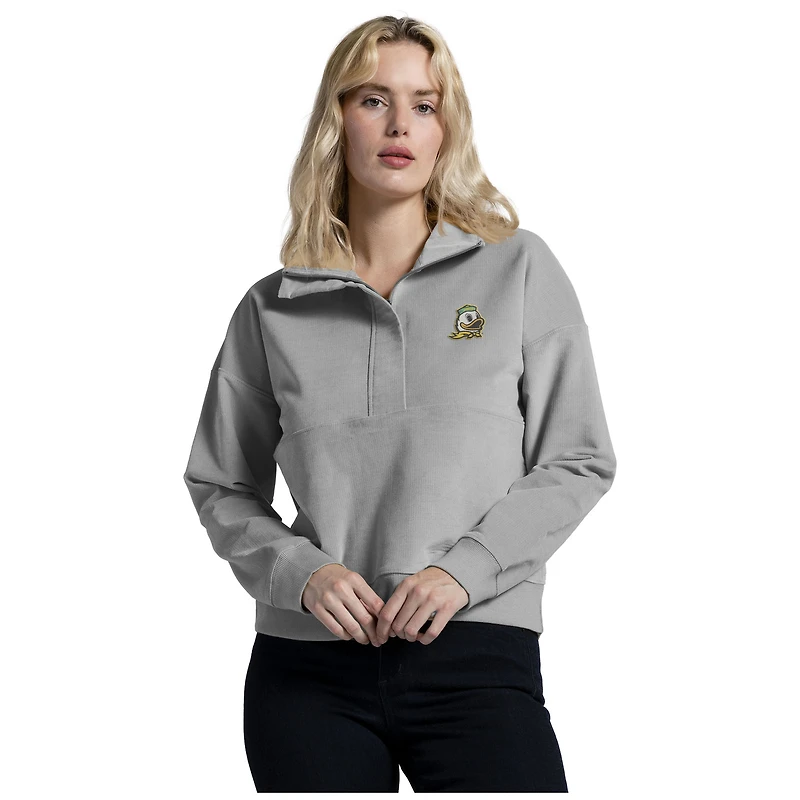 Women's League Collegiate Wear Gray Oregon Ducks Half-Zip Sweatshirt