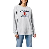 Women's Ash Syracuse Orange League Collegiate Wear Throwback Oversized Long Sleeve T-Shirt