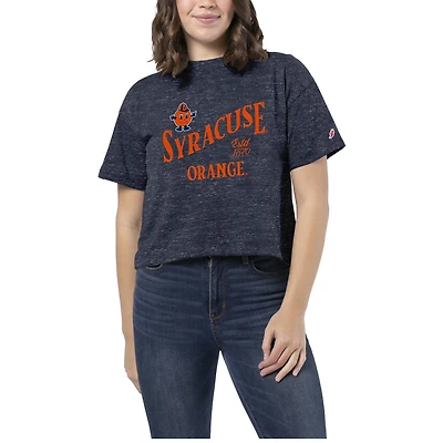 Women's League Collegiate Wear Heather Navy Syracuse Orange Intramural Midi Tri-Blend Cropped T-Shirt