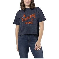 Women's League Collegiate Wear Heather Navy Syracuse Orange Intramural Midi Tri-Blend Cropped T-Shirt