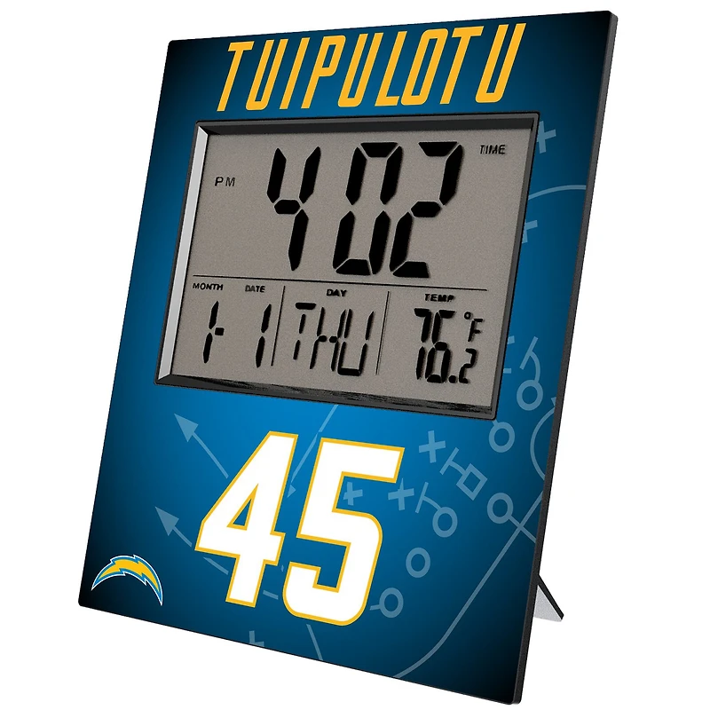 Keyscaper Tuli Tuipulotu Los Angeles Chargers Digital Desk & Wall Clock