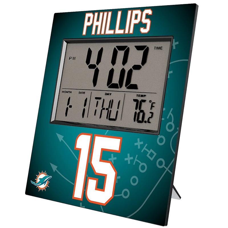Keyscaper Jaelan Phillips Miami Dolphins Digital Desk & Wall Clock