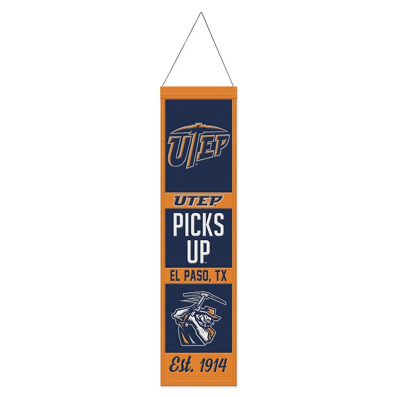 WinCraft UTEP Miners 8" x 32" Wool Evolution Banner