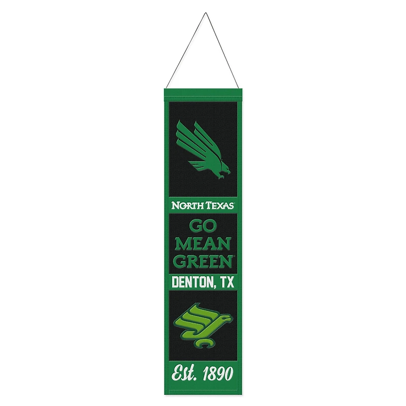 WinCraft North Texas Mean Green 8" x 32" Wool Evolution Banner