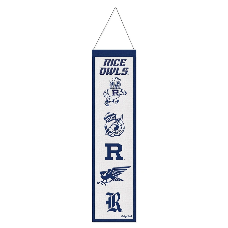WinCraft Rice Owls 8" x 32" Wool Evolution Banner