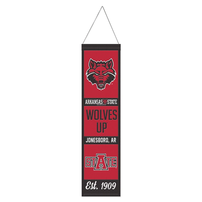 WinCraft Arkansas State Red Wolves 8" x 32" Wool Evolution Banner