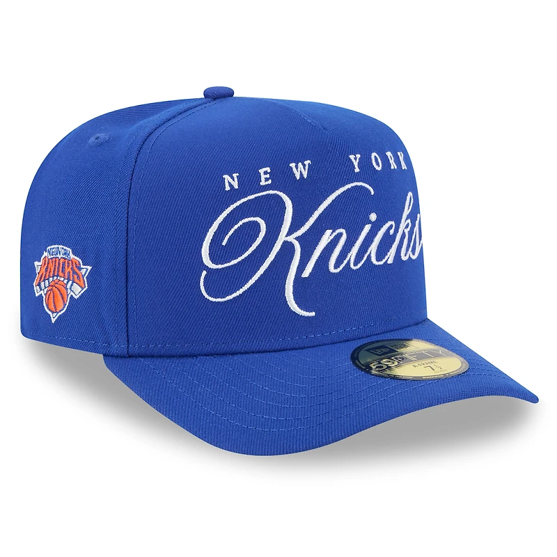 Men's New Era Blue New York Knicks 2025 NBA Draft A-Frame 59FIFTY Fitted Hat