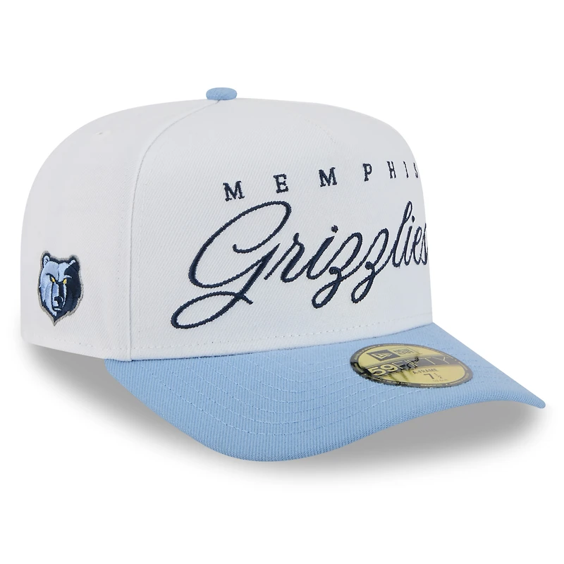 Men's New Era White/Light Blue Memphis Grizzlies 2025 NBA Draft A-Frame 59FIFTY Fitted Hat