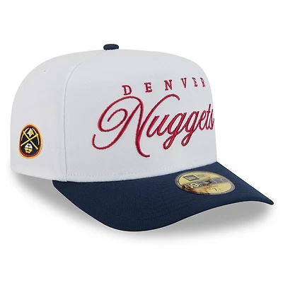 Men's New Era White/Navy Denver Nuggets 2025 NBA Draft A-Frame 59FIFTY Fitted Hat