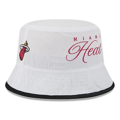 Men's New Era White/Black Miami Heat 2025 NBA Draft Nylon Bucket Hat