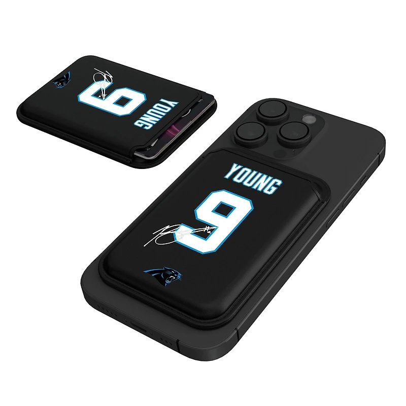 Keyscaper Bryce Young Black Carolina Panthers Magnetic Credit Card Wallet
